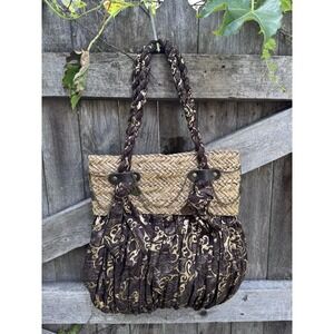 Sun N Sand Naturally Brown and Gold Woven Bag NWOT Boho Chain Accents